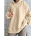 Solid Drop Shoulder Pocket Drawstring Long Sleeve Loose Hoodie