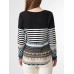 Stripe Tribal Pattern Long Sleeve Crew Neck Casual Sweatshirt