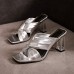 Women Comfy Gold   Silver Clear Heeled Slippers