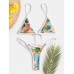 Women Tropical Print Triangle String Hot Swimwear Backless Bikini