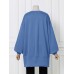 Women Thick Loose Side Fork Solid Color Puff Sleeve Pullover Sweatshirt