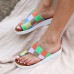 Women Casual Comfy Summer Vacation Colorblock Thumb Slippers