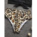 Women Leopard Print Tie Front High Neck Hot High Waist Bikini